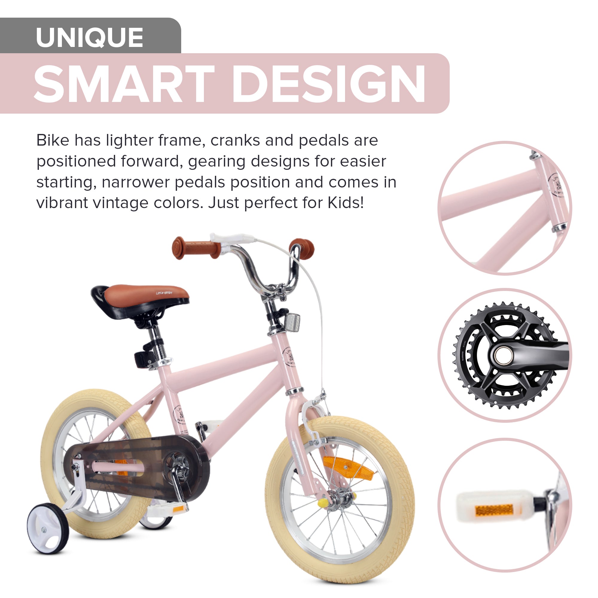 Little Nation 14" Pedal Bike - Pink, White