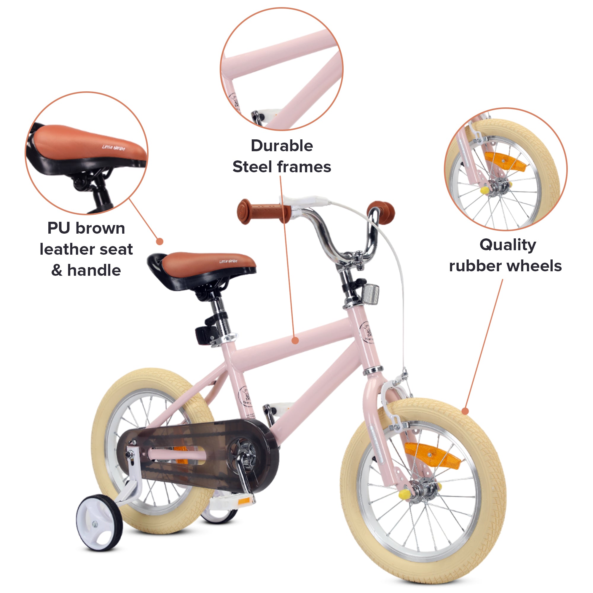 Little Nation 14" Pedal Bike - Pink, White