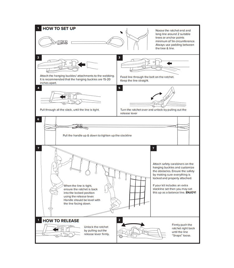 50ft Slackline Ninja Warrior 10pc Obstacle Course