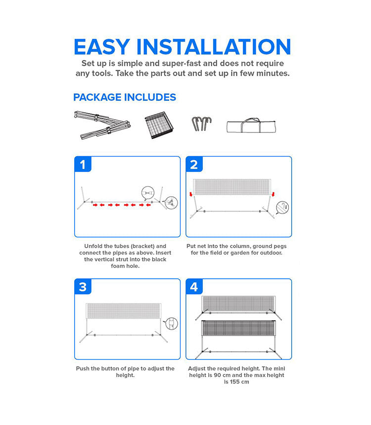 Adjustable Tennis and Badminton Net for Kids