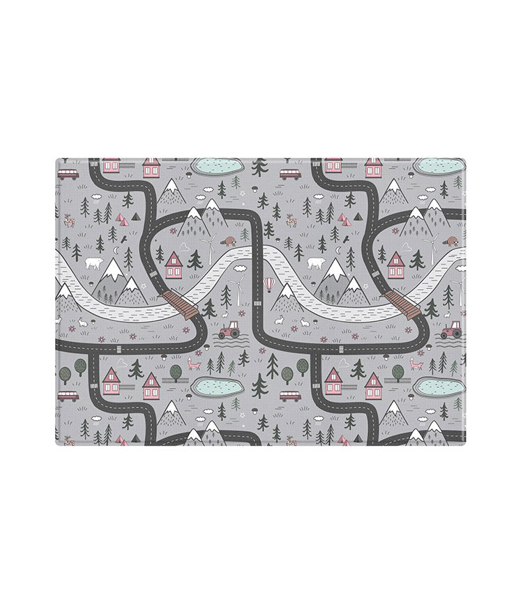 Baby Play Mat - Scandi Roads - Grey Cube (Large)