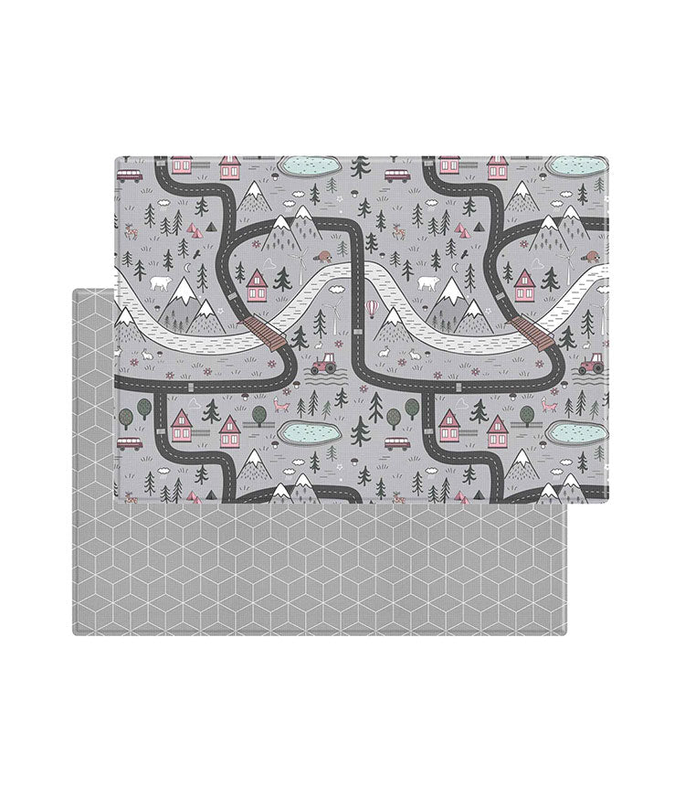 Baby Play Mat - Scandi Roads - Grey Cube (Large)