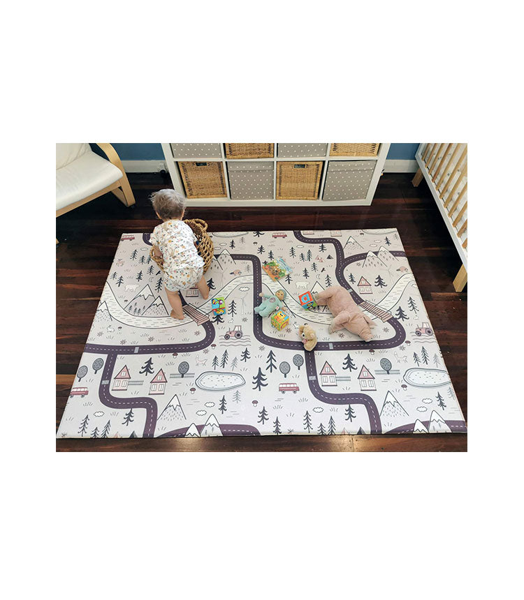 Baby Play Mat - Scandi Roads - Grey Cube (Large)