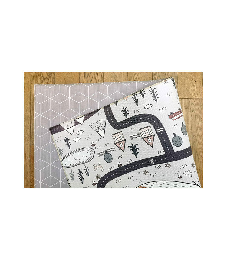 Baby Play Mat - Scandi Roads - Grey Cube (Large)