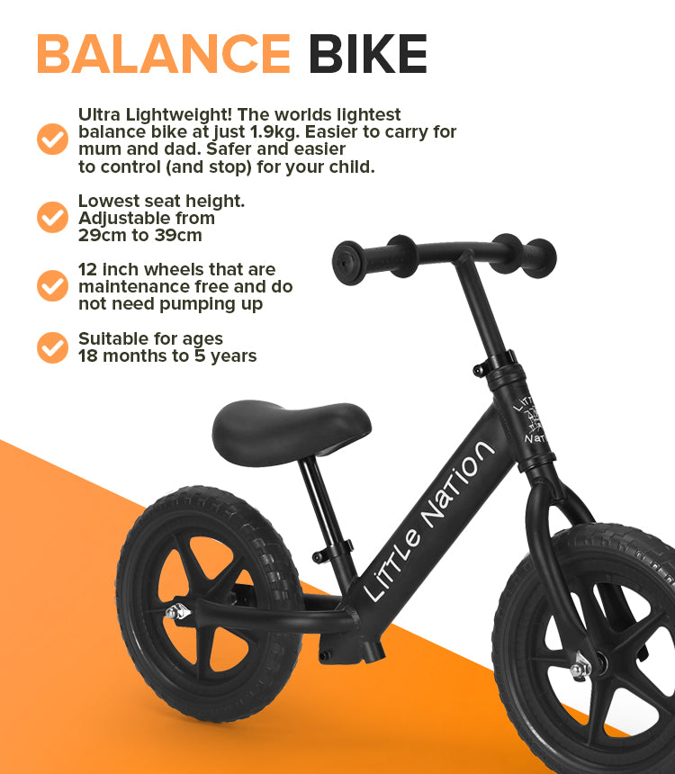 Balance Bike Aluminium - Black