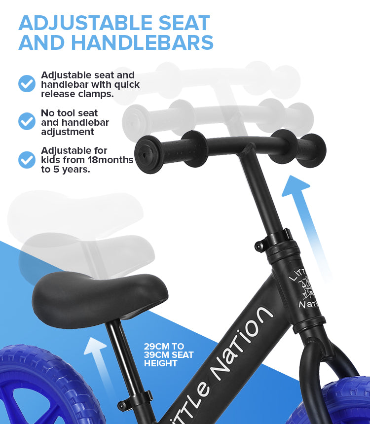 Balance Bike - Black frame and Blue wheels