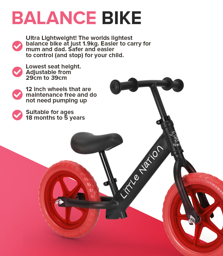 Balance Bike - Black frame and Red wheels