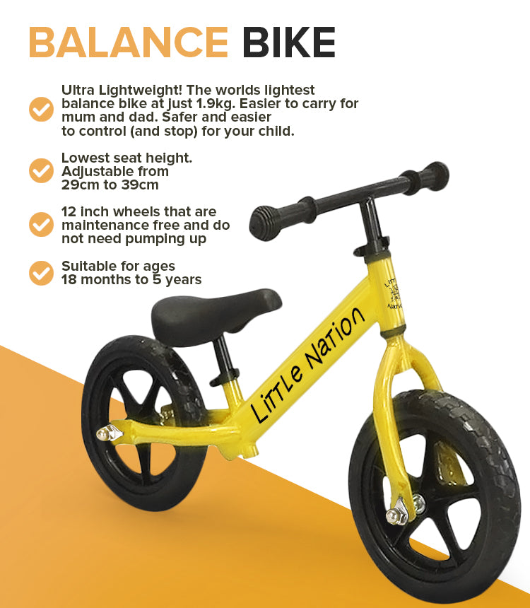Balance Bike Aluminium - Yellow