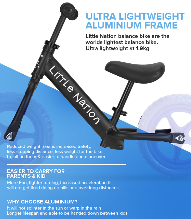 Balance Bike - Black frame and Blue wheels