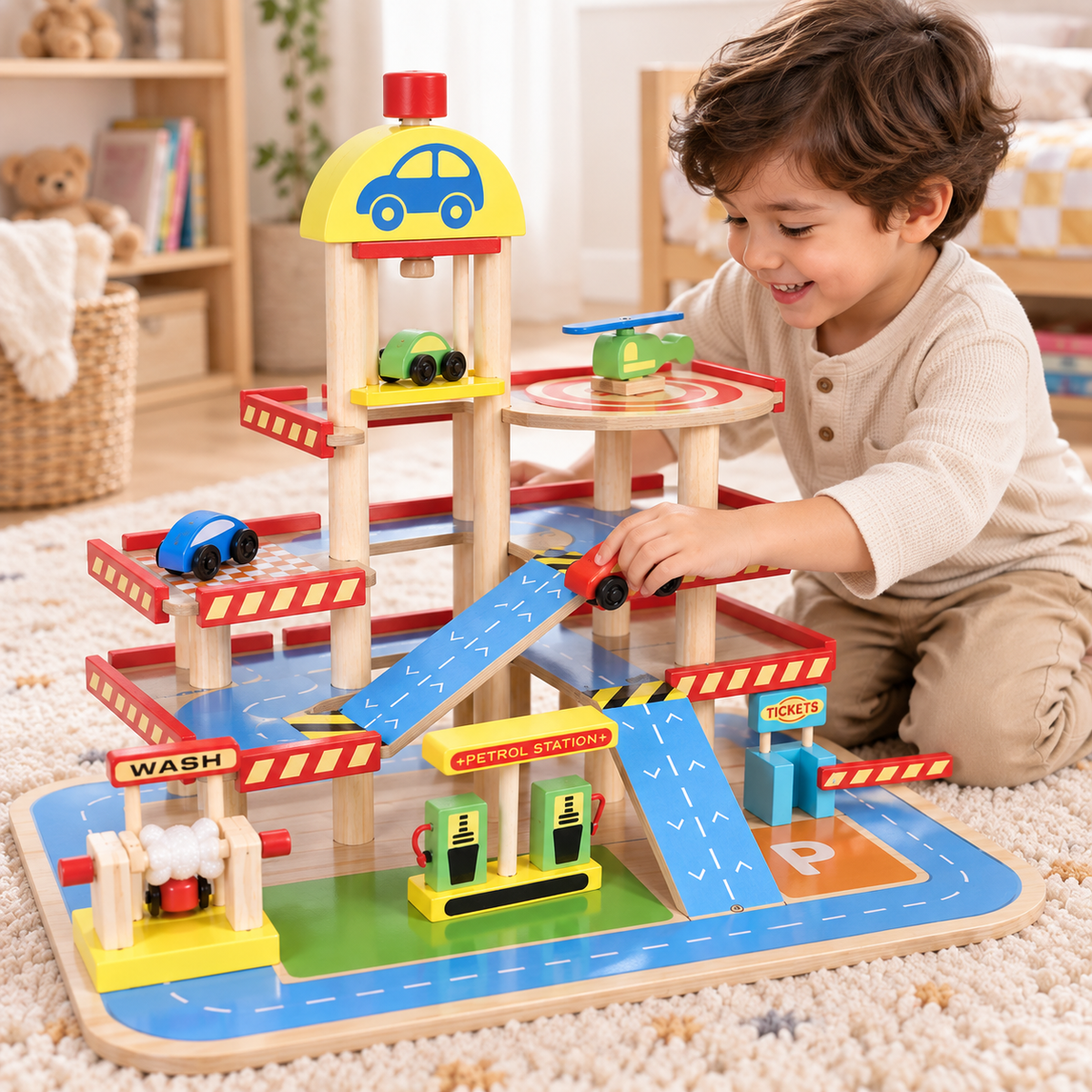 The Sammy – Wooden Play Car Park
