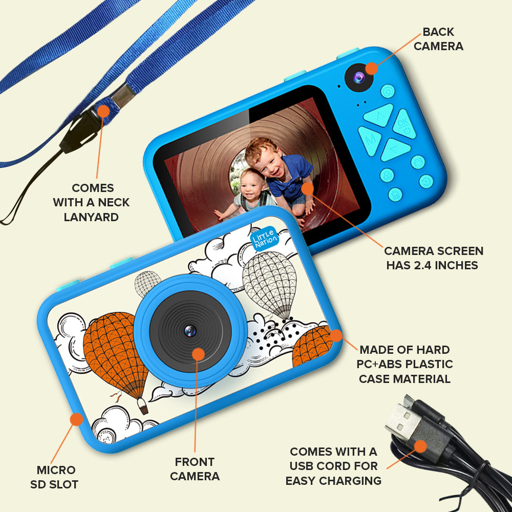Kids Camera Blue - hot-air balloons