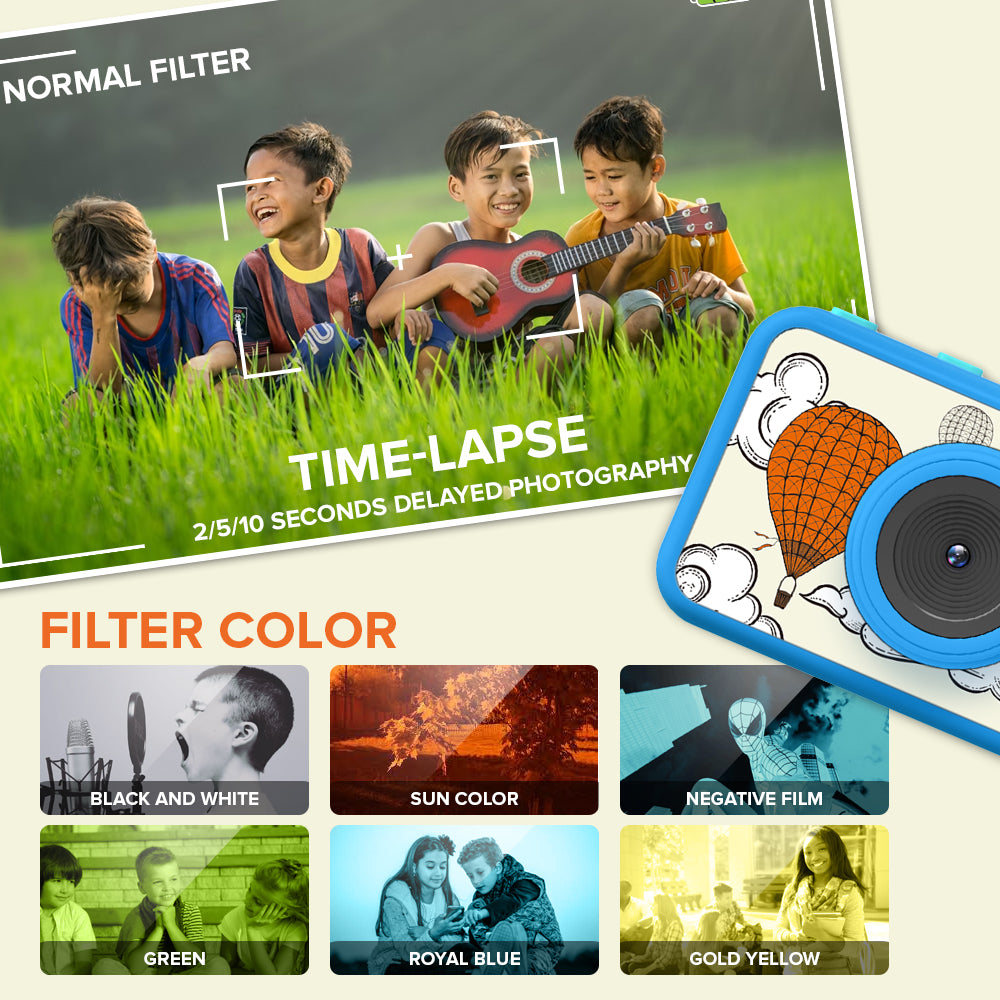 Kids Camera Blue - hot-air balloons