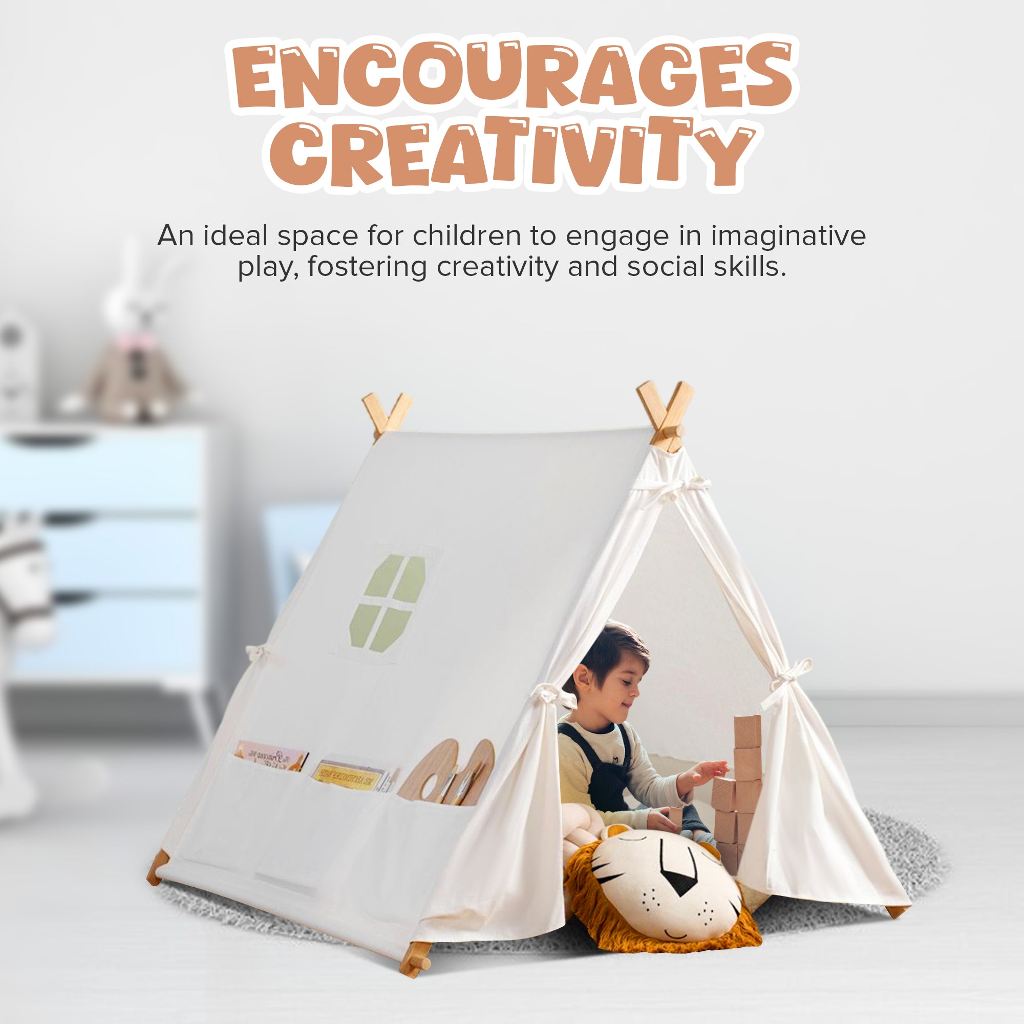 Little Nation Play Tent House - White