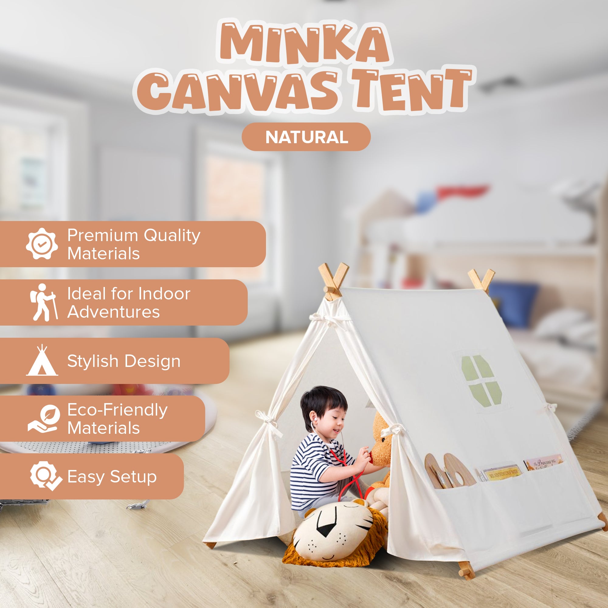 Little Nation Play Tent House - White