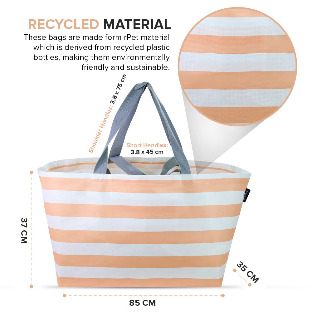 Peach Stripes Oversize Tote Bag