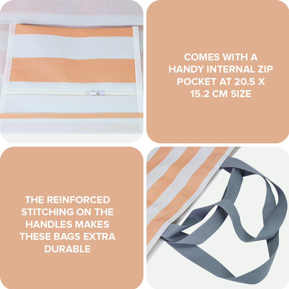 Peach Stripes Oversize Tote Bag