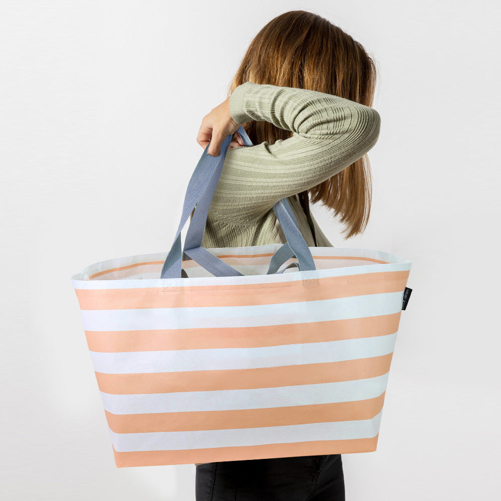 Peach Stripes Oversize Tote Bag
