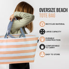 Peach Stripes Oversize Tote Bag