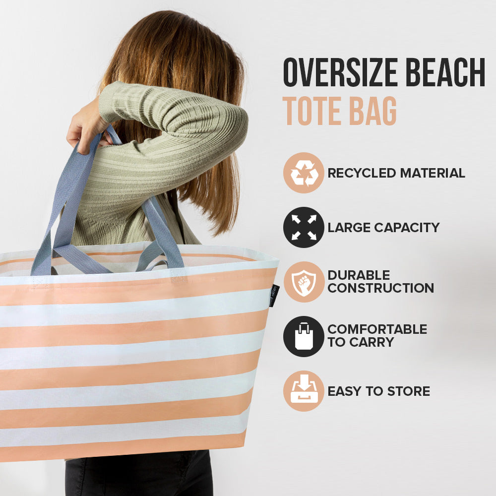 Peach Stripes Oversize Tote Bag