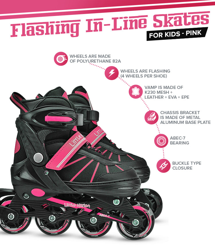 Roller Blades In-Line Skate Pink Medium (9 13 yo)