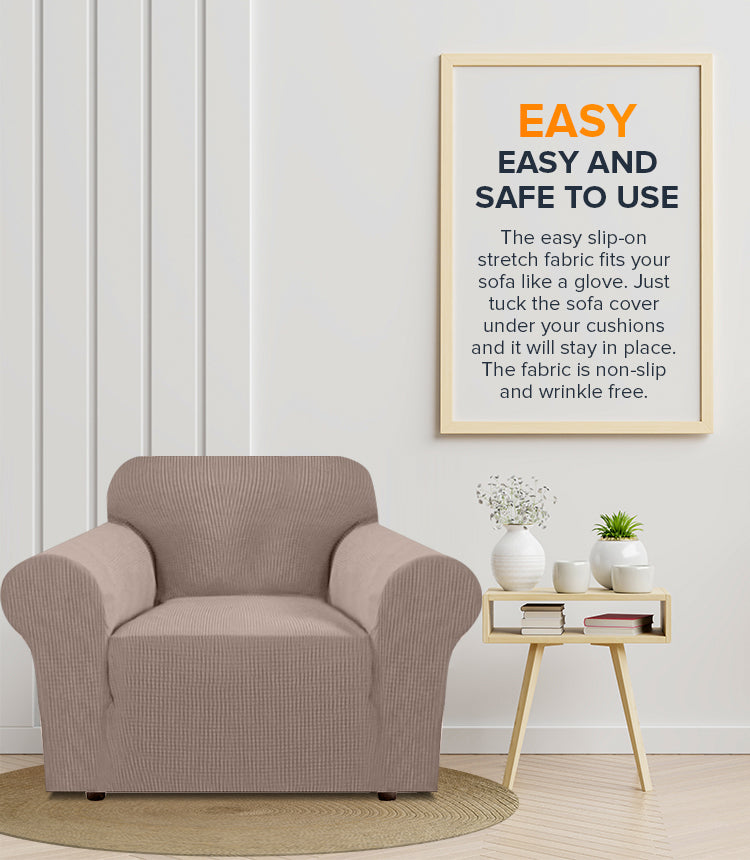 1-seater Knitted Sofa Cover - Sand