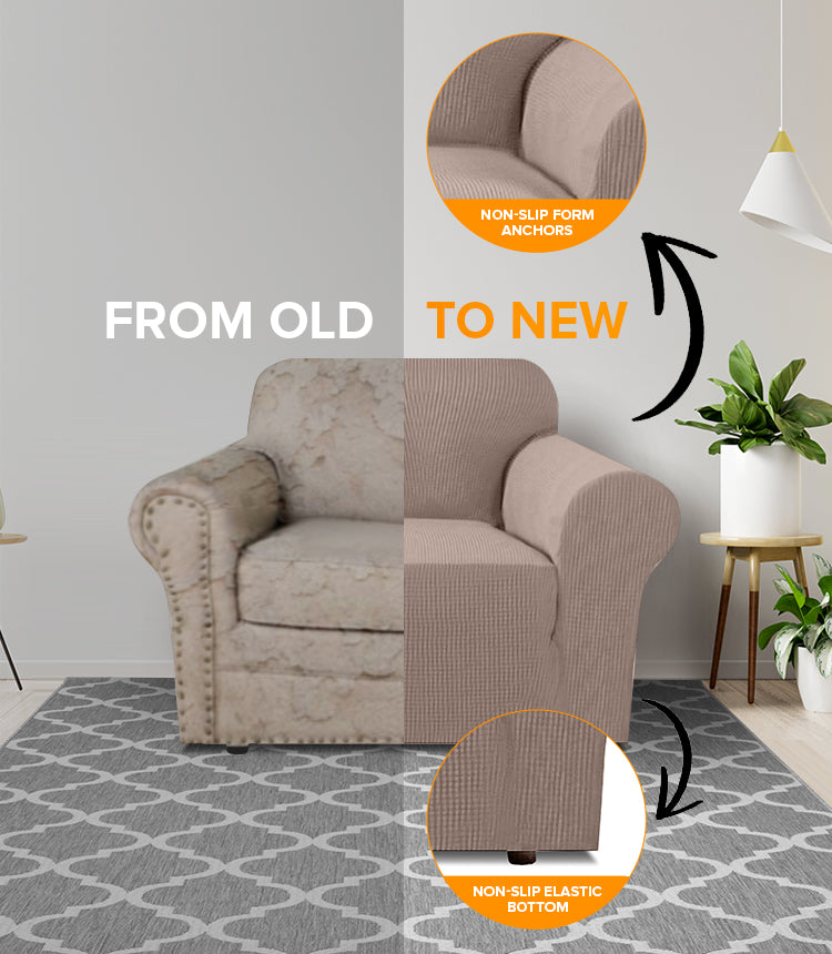 1-seater Knitted Sofa Cover - Sand