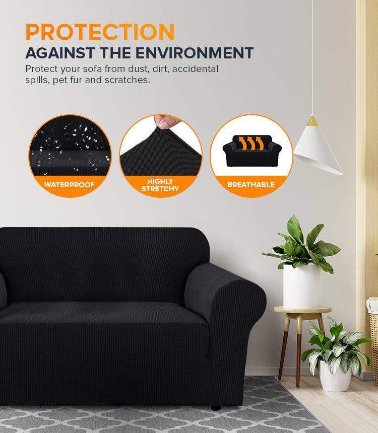 2-seater Knitted Sofa Cover - Black