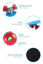 Mini Cruiser Skateboard - Blue/Red