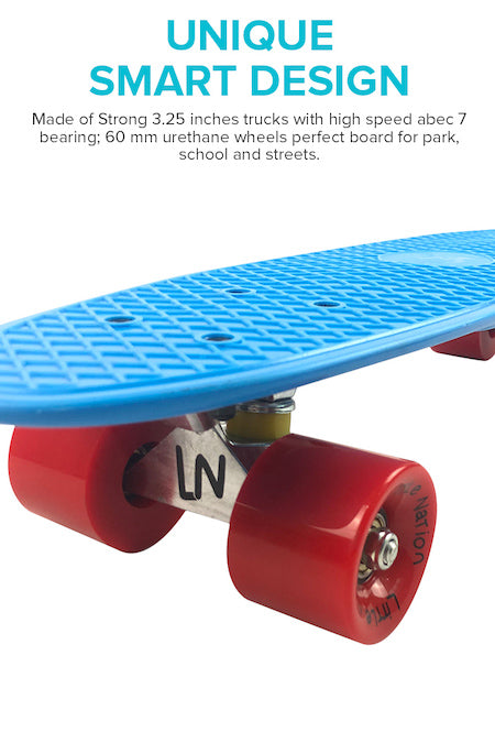 Mini Cruiser Skateboard - Blue/Red