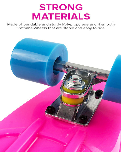 Mini Cruiser Skateboard - Pink/Blue