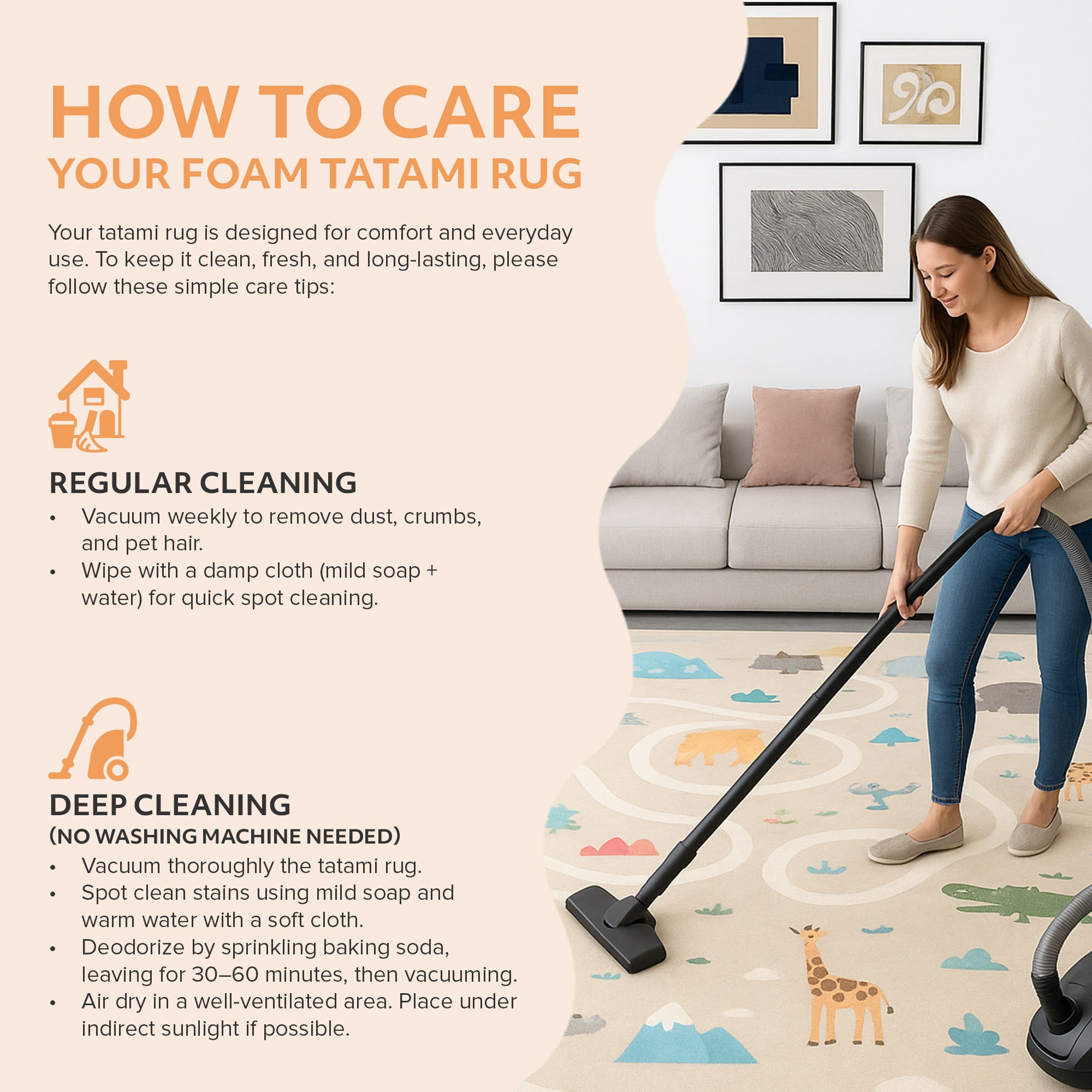 Tatami Rug Soft Touch Mat - Printed Animals
