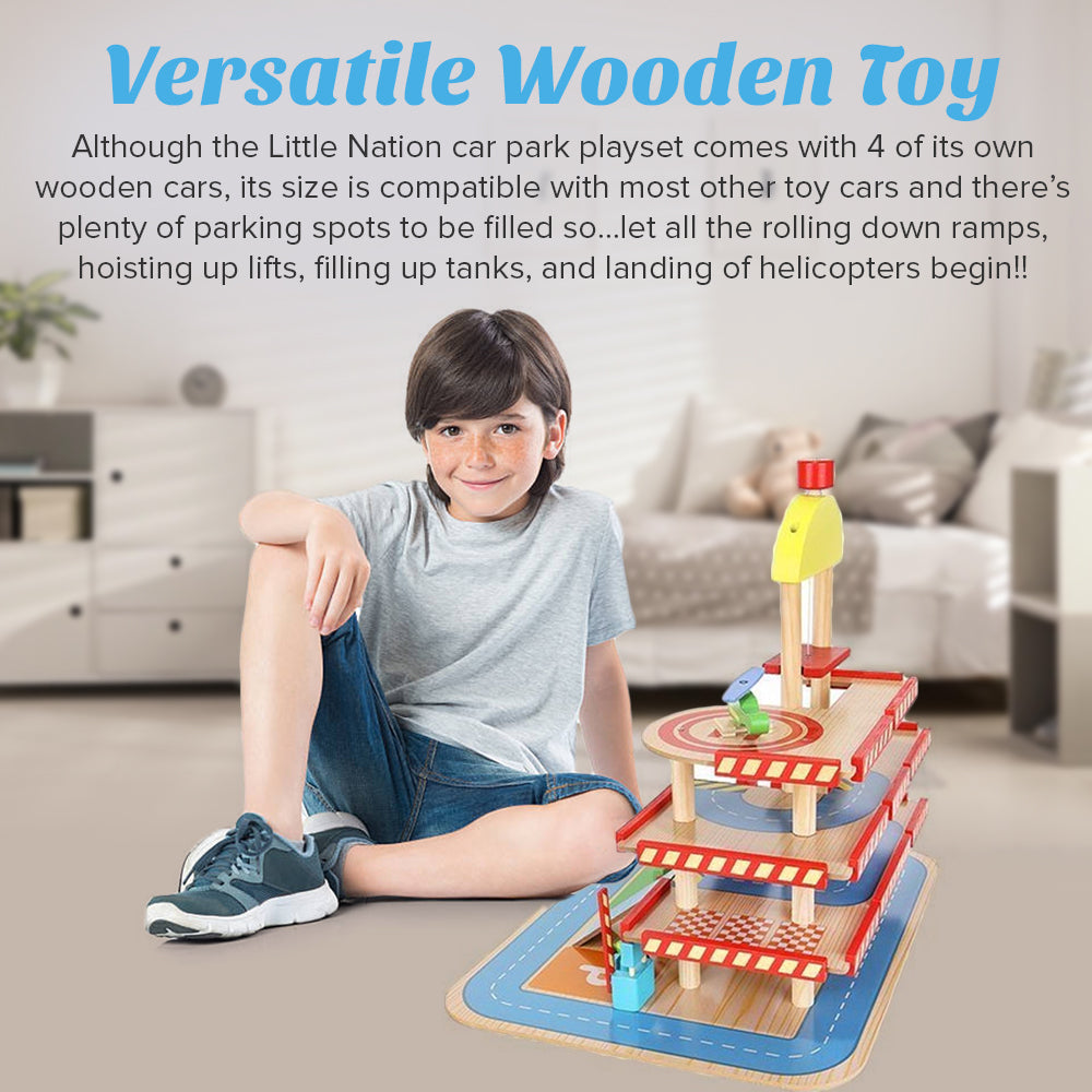 Wooden Play Car Park Toy Set