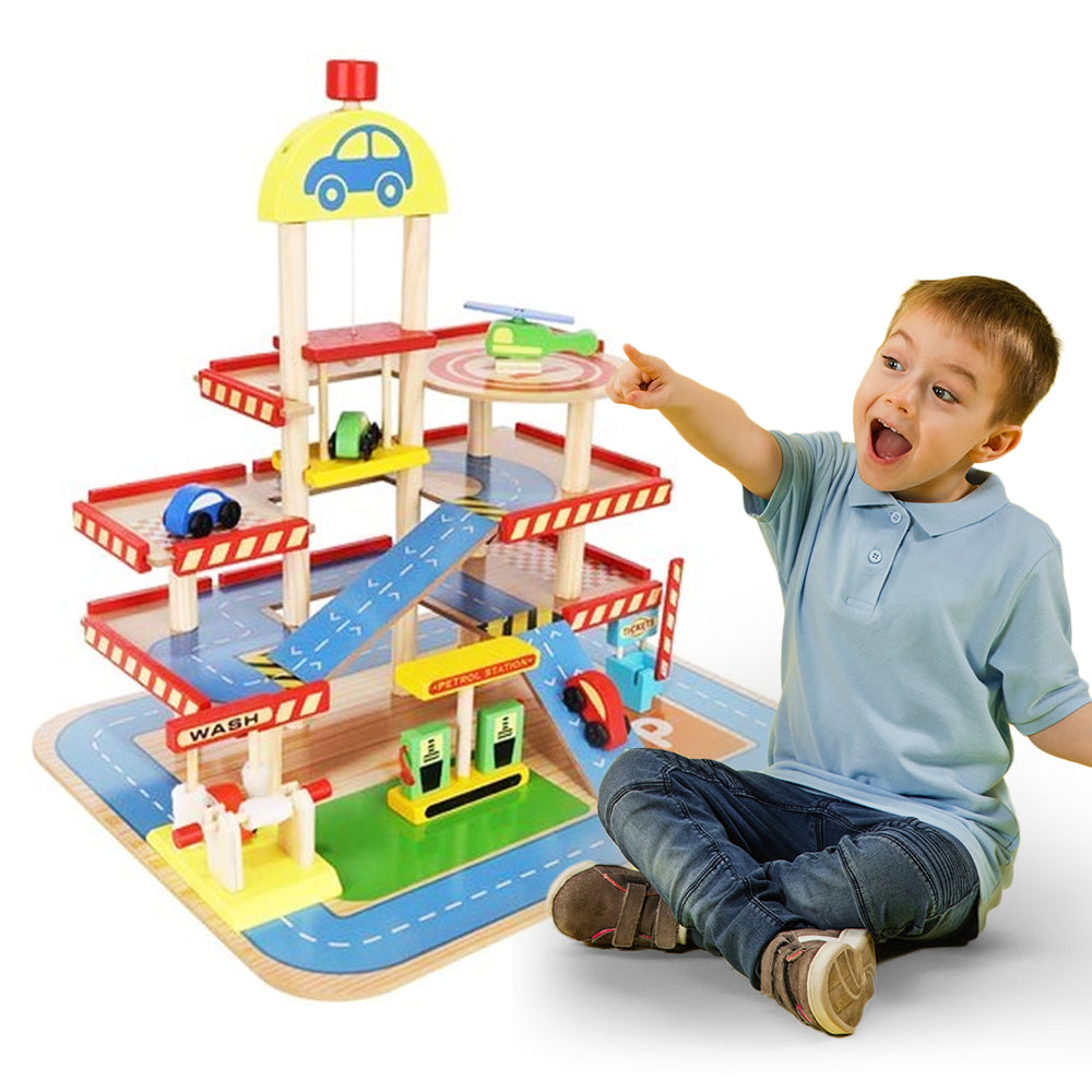 Wooden Play Car Park Toy Set
