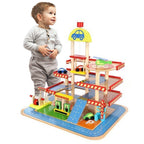 Wooden Play Car Park Toy Set
