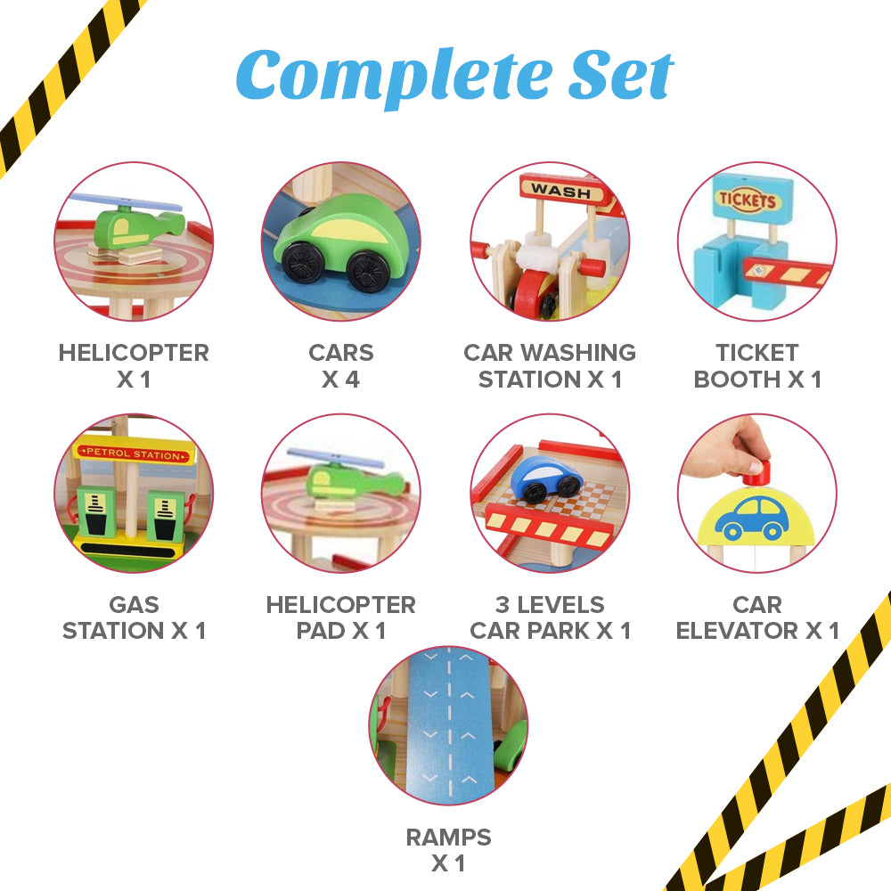 Wooden Play Car Park Toy Set