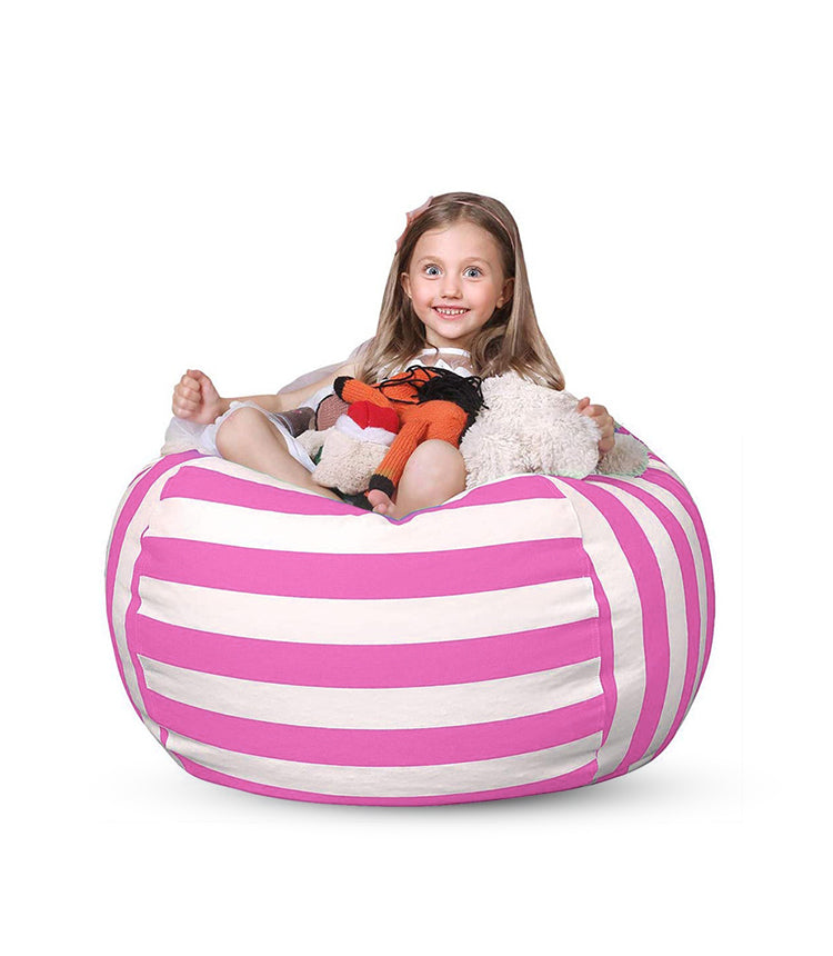 Stuffed Animal Toy Storage Bag - 32 in - Pink and White Stripes