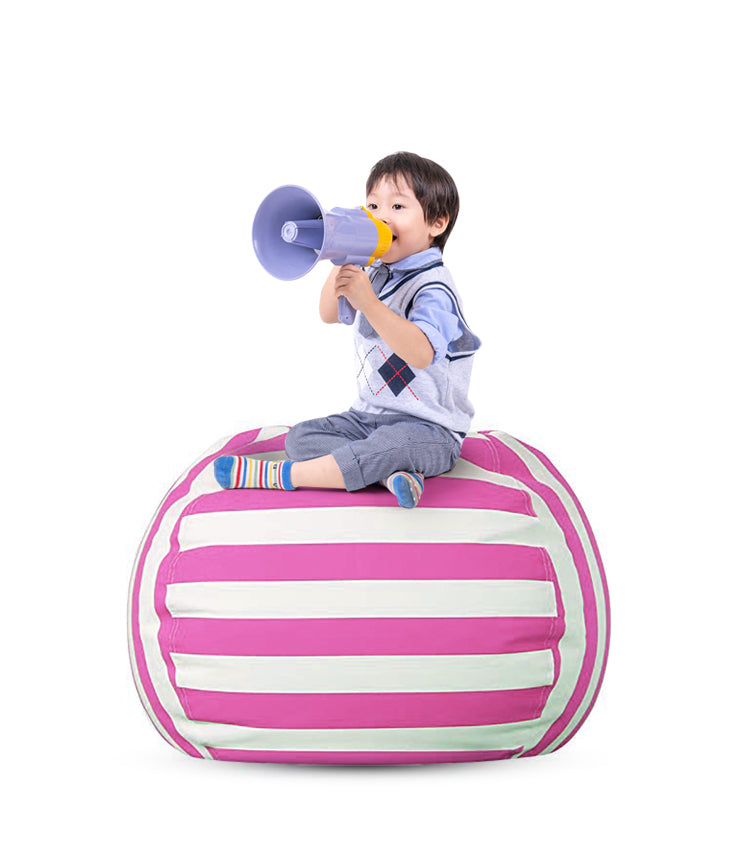 Stuffed Animal Toy Storage Bag - 32 in - Pink and White Stripes