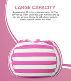 Stuffed Animal Toy Storage Bag - 32 in - Pink and White Stripes