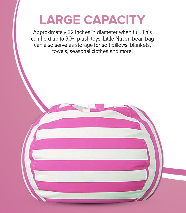 Stuffed Animal Toy Storage Bag - 32 in - Pink and White Stripes