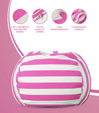 Stuffed Animal Toy Storage Bag - 32 in - Pink and White Stripes