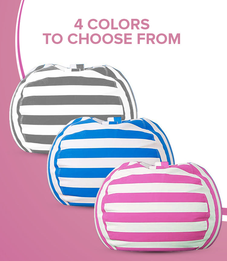 Stuffed Animal Toy Storage Bag - 32 in - Pink and White Stripes
