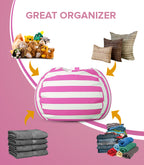 Stuffed Animal Toy Storage Bag - 32 in - Pink and White Stripes