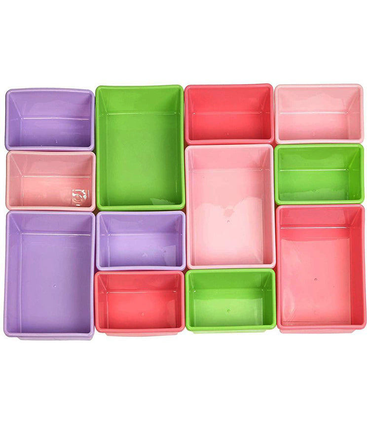 Toy Storage Organiser with Bins (Pink, Green and Purple)