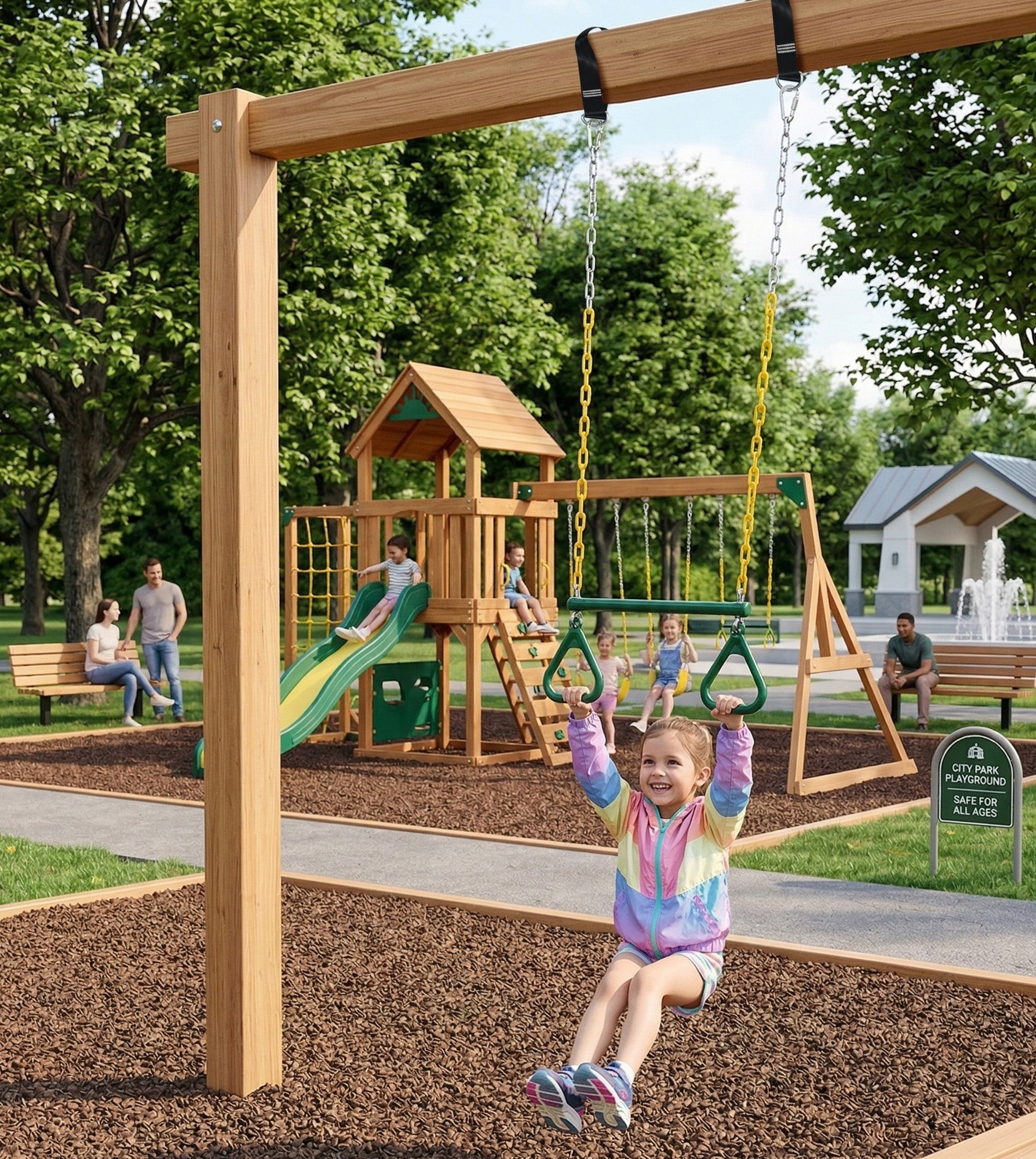 Kids Trapeze Swing with Gym Rings