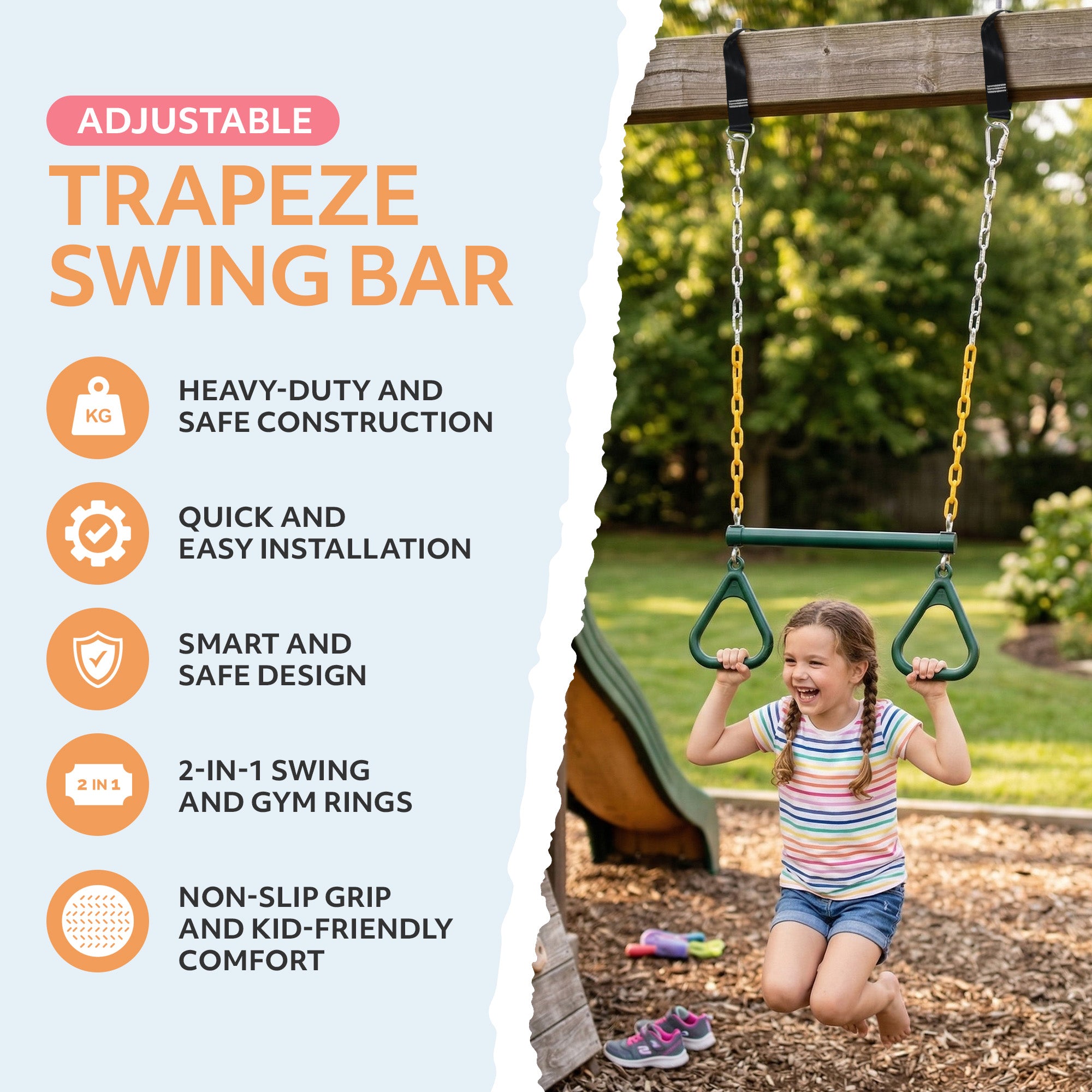 Kids Trapeze Swing with Gym Rings