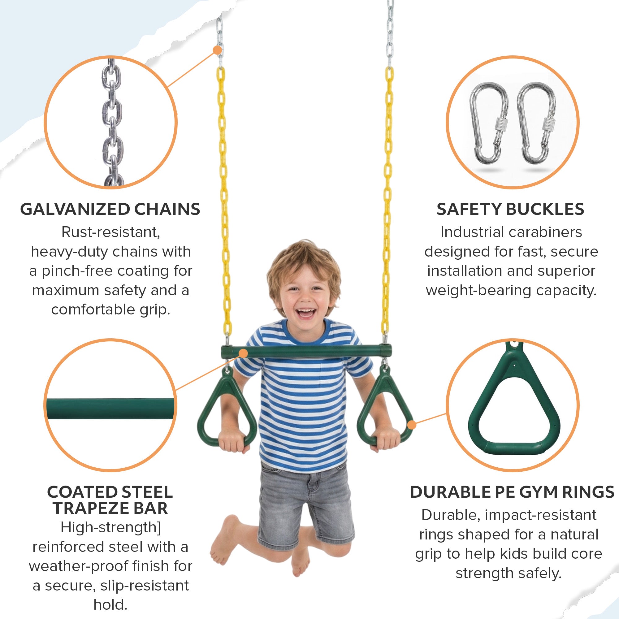 Kids Trapeze Swing with Gym Rings