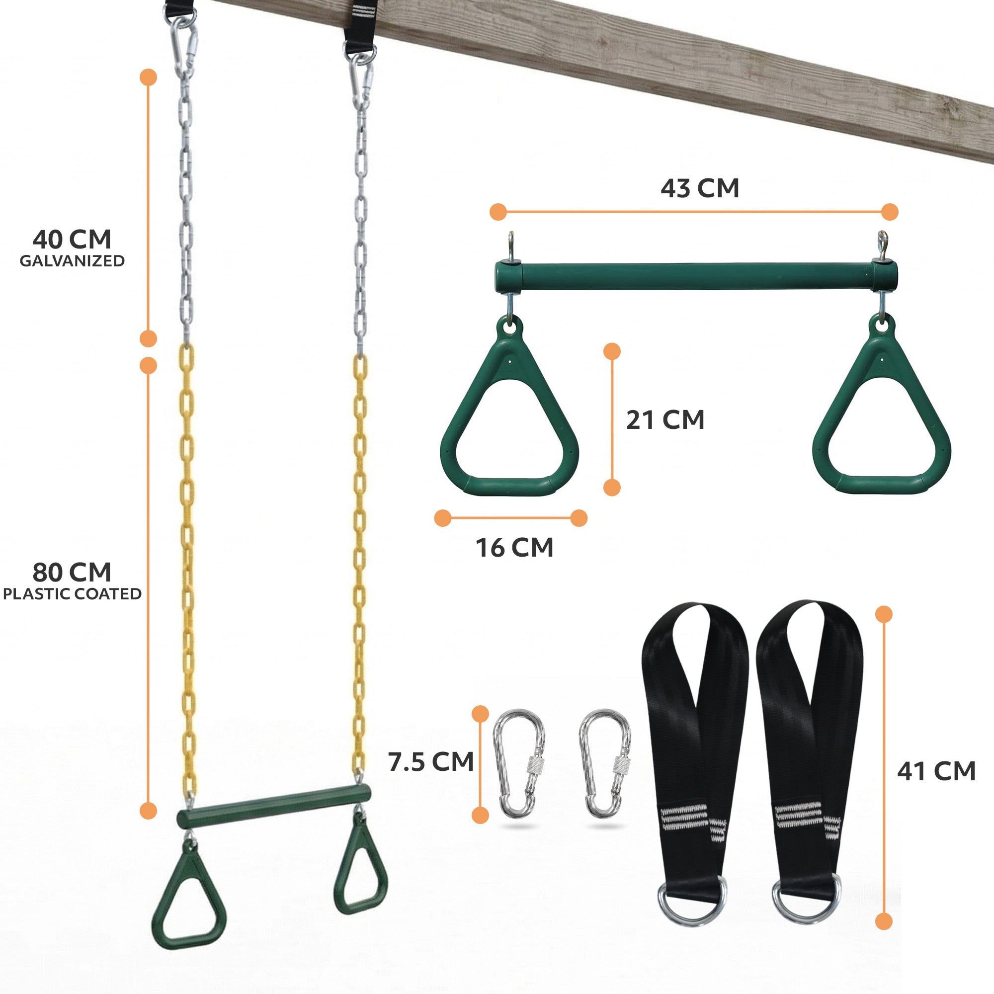 Kids Trapeze Swing with Gym Rings