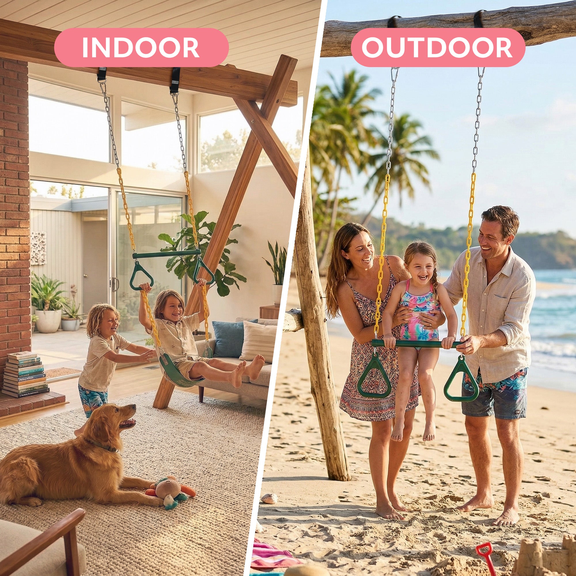Kids Trapeze Swing with Gym Rings