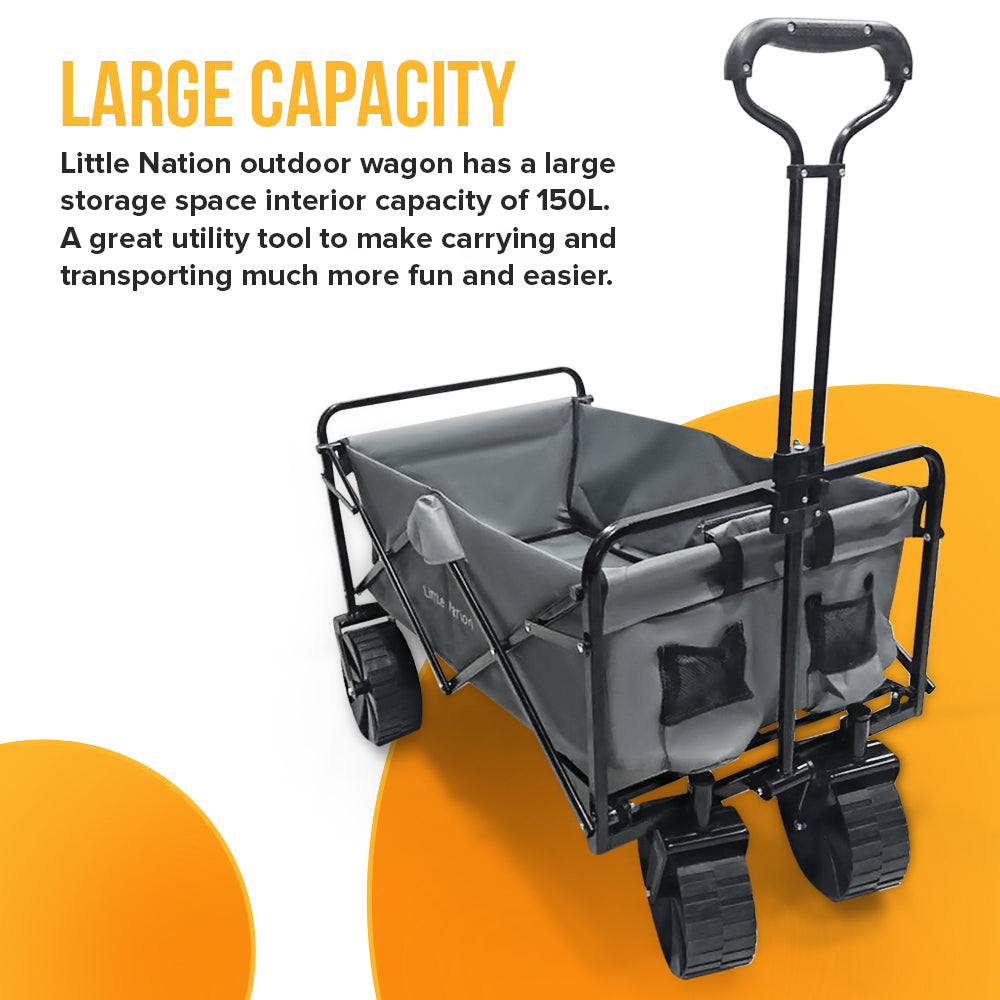 Foldable Beach Wagon Trolley with Big Wheels