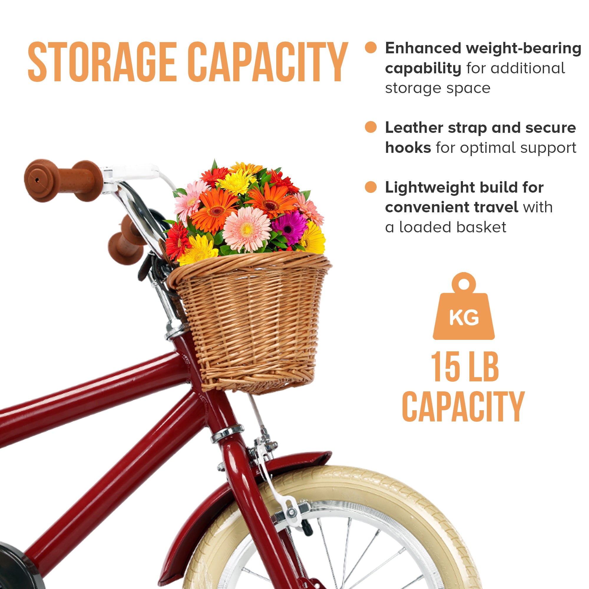 Wicker Basket - 14 inch Bike, Balance Bike, Trike